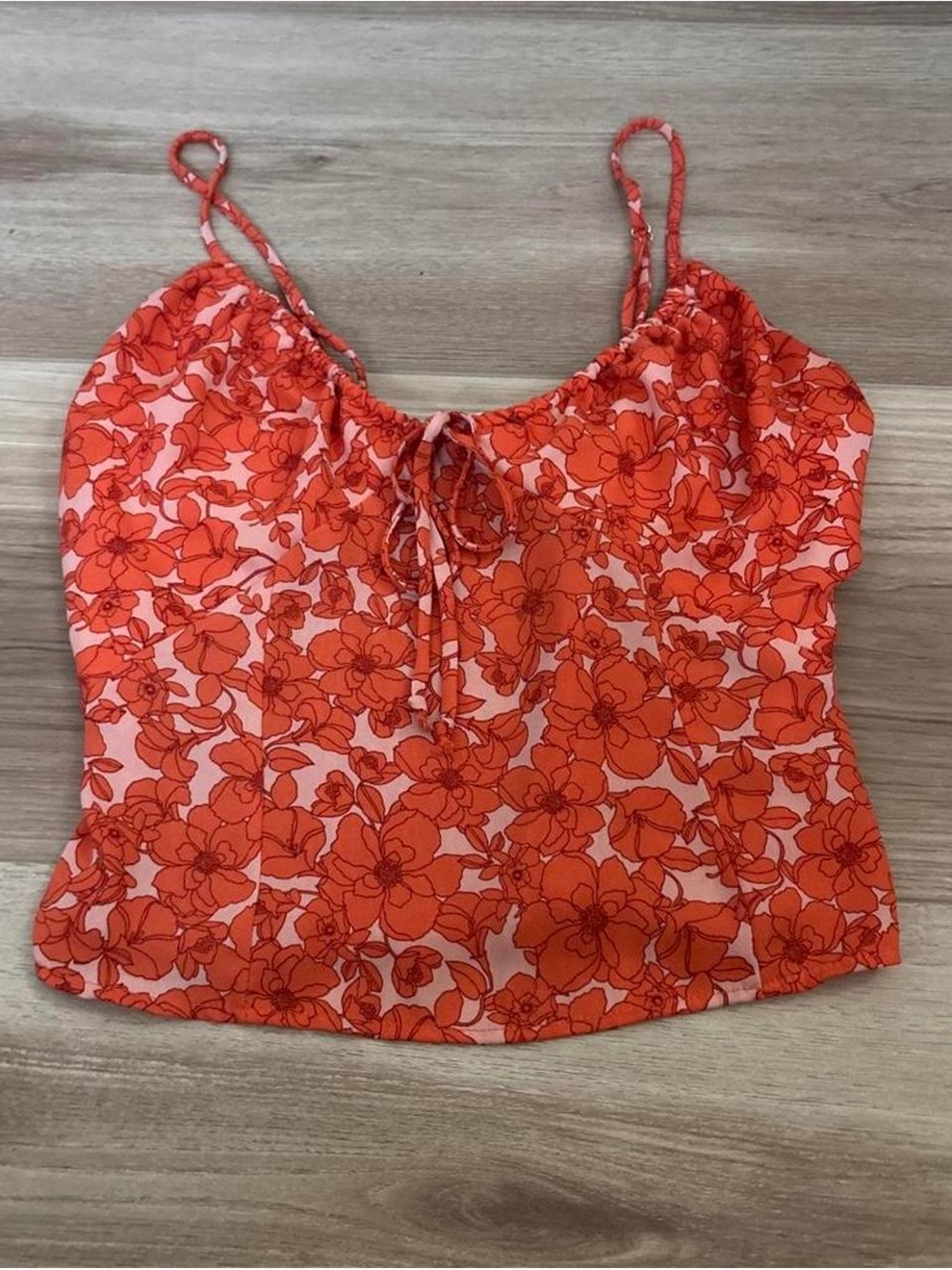 Sienna Sky Orange Floral Tie-Front Crop Cami